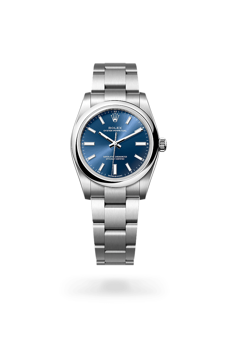 rolex OYSTER PERPETUAL front view in Oystersteel, M124200-0003 - Hyundaiwatch