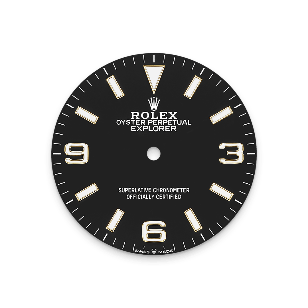 rolex Explorer 36 dial  in Yellow Rolesor - combination of Oystersteel and yellow gold, M124273-0001 - Hyundaiwatch