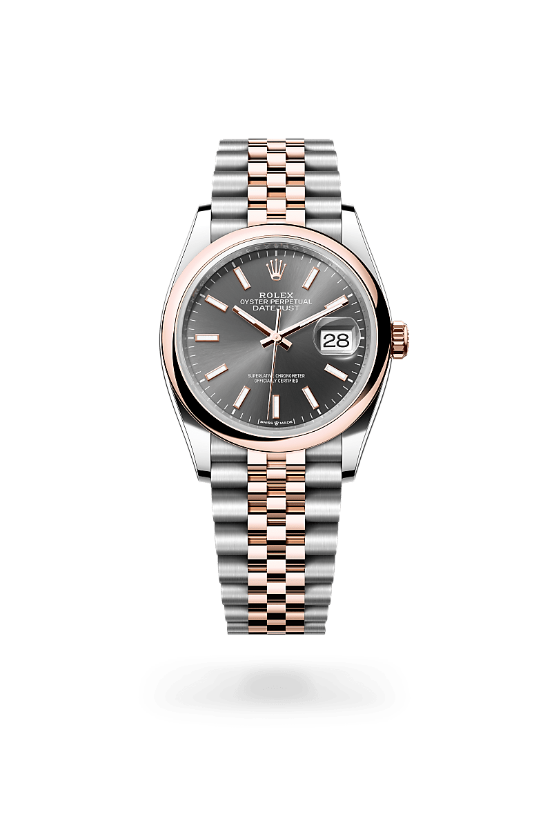 에버로즈 롤레조 - 오이스터스틸과 에버로즈 골드의 조합 소재의 롤렉스 DATEJUST 정면, M126201-0013 - 현대시계