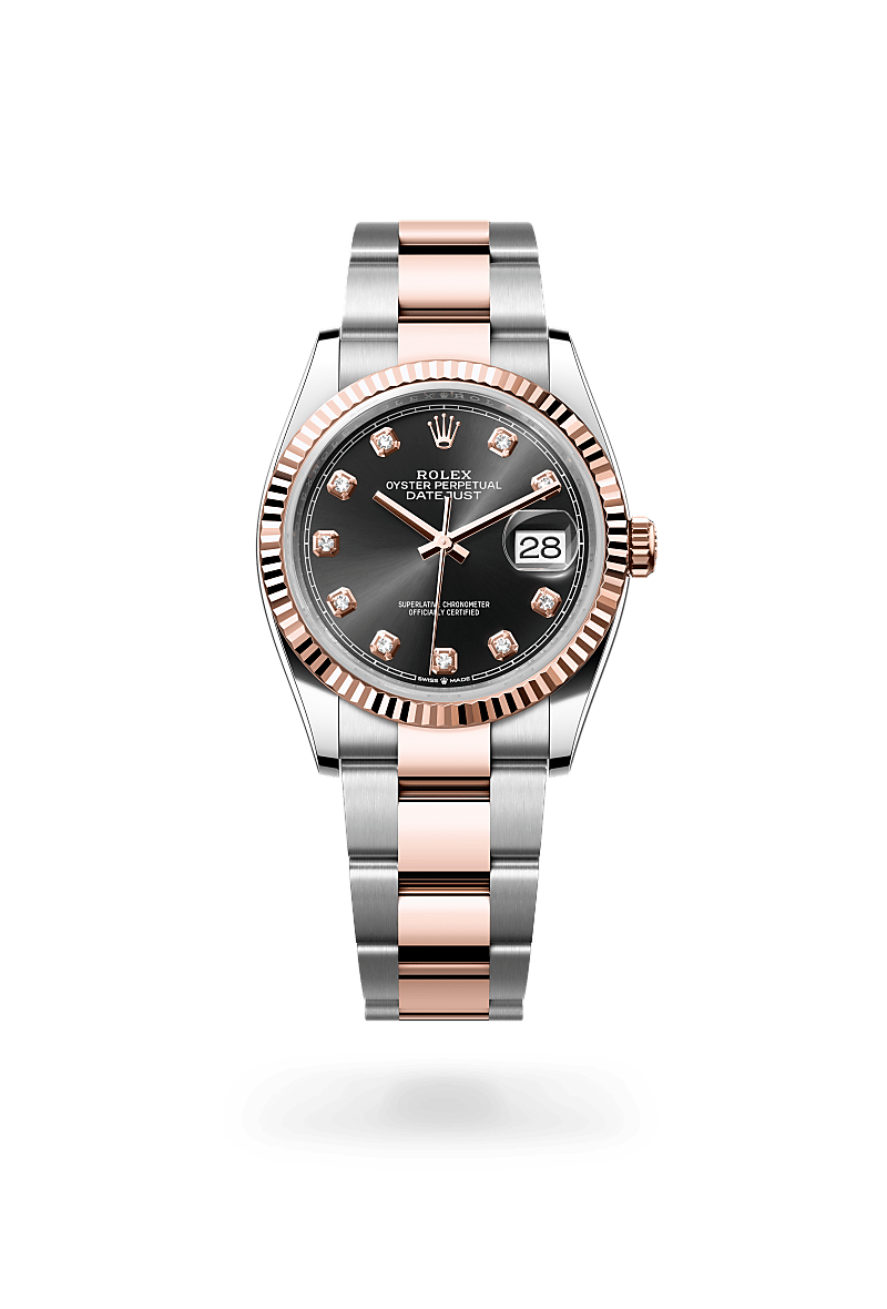 에버로즈 롤레조 - 오이스터스틸과 에버로즈 골드의 조합 소재의 롤렉스 DATEJUST 정면, M126231-0020 - 현대시계