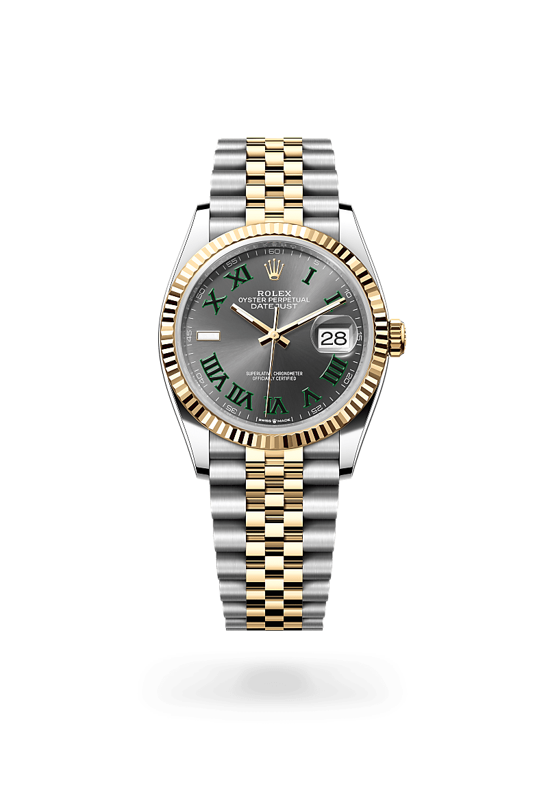 옐로우 롤레조 – 오이스터스틸과 옐로우 골드의 조합 소재의 롤렉스 DATEJUST 정면, M126233-0035 - 현대시계