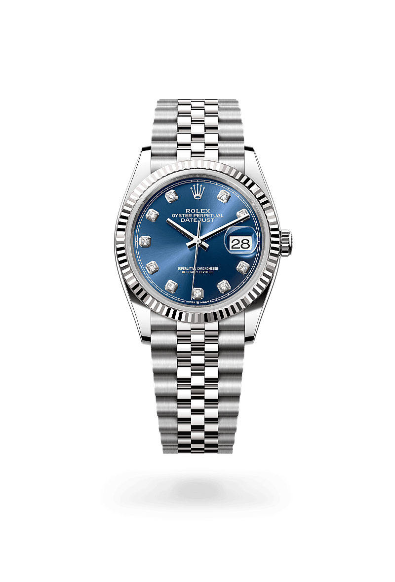 화이트 롤레조 – 오이스터스틸과 화이트 골드의 조합 소재의 롤렉스 DATEJUST 정면, M126234-0037 - 현대시계