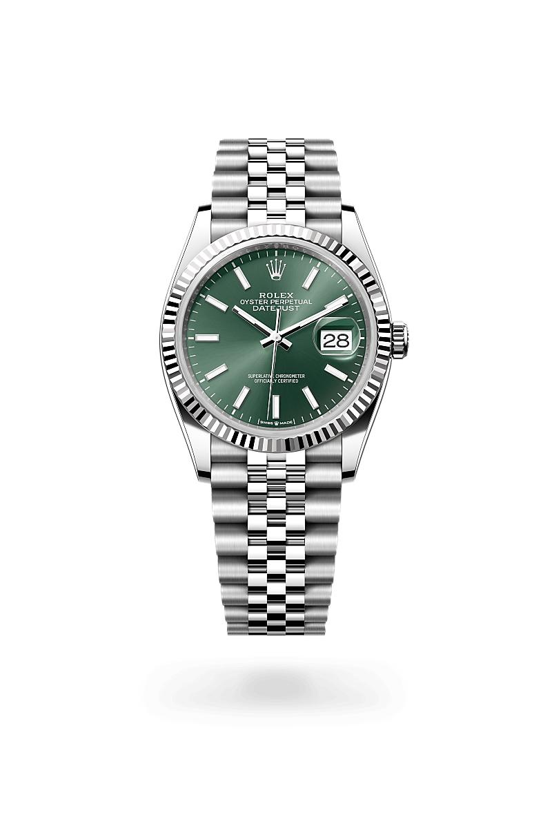 화이트 롤레조 – 오이스터스틸과 화이트 골드의 조합 소재의 롤렉스 DATEJUST 정면, M126234-0051 - 현대시계