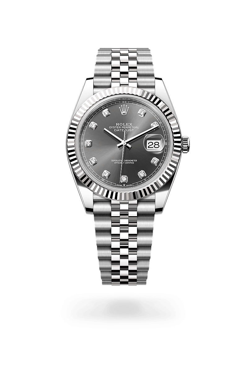 화이트 롤레조 – 오이스터스틸과 화이트 골드의 조합 소재의 롤렉스 DATEJUST 정면, M126334-0006 - 현대시계