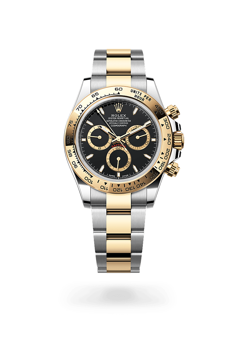 옐로우 롤레조 – 오이스터스틸과 옐로우 골드의 조합 소재의 롤렉스 COSMOGRAPH DAYTONA 정면, M126503-0003 - 현대시계