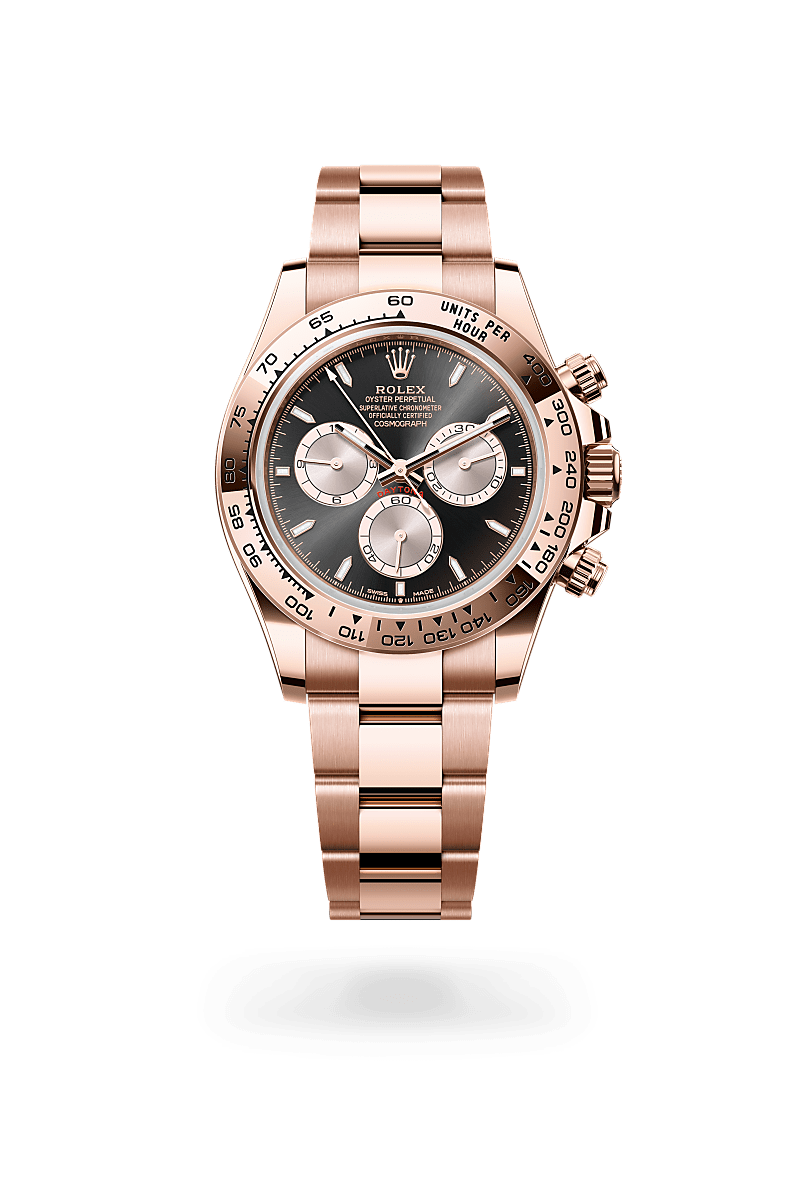 18캐럿 에버로즈 골드 소재의 롤렉스 COSMOGRAPH DAYTONA 정면, M126505-0001 - 현대시계