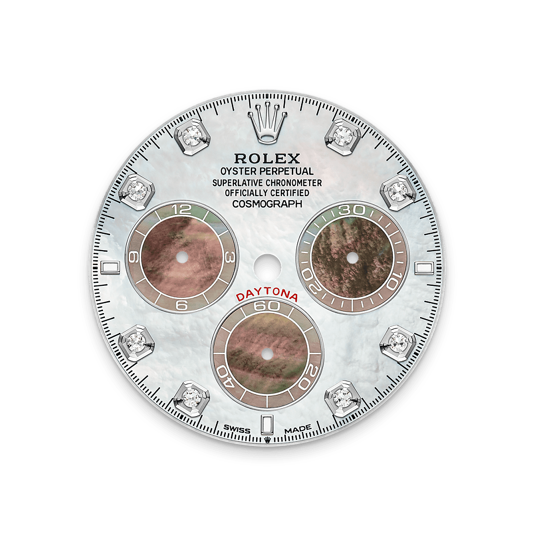 18캐럿 화이트 골드 소재의 롤렉스 Cosmograph Daytona 다이얼, M126589RBR-0001 - 현대시계