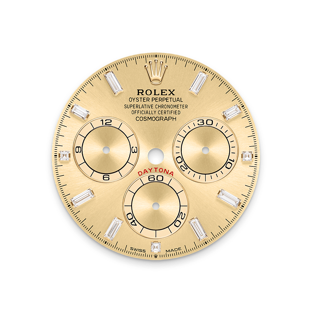 18캐럿 옐로우 골드, 다이아몬드가 세팅된 러그 소재의 롤렉스 Cosmograph Daytona 다이얼, M126598TBR-0001 - 현대시계