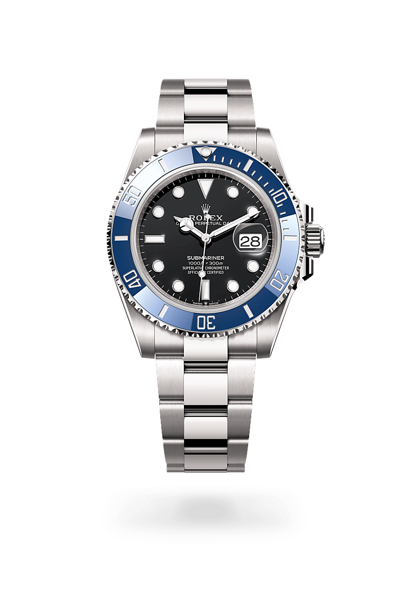 rolex SUBMARINER front view in 18 ct white gold, M126619LB-0003 - Hyundaiwatch