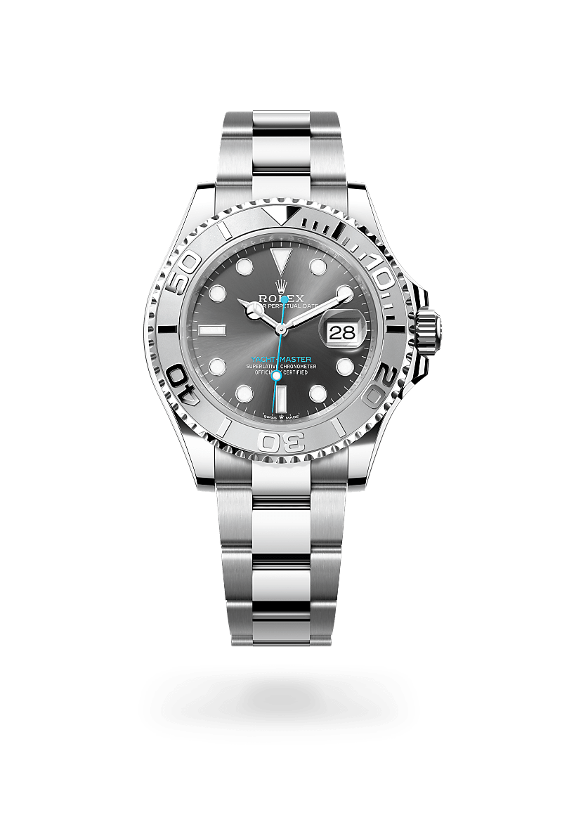 rolex YACHT-MASTER front view in Rolesium - combination of Oystersteel and platinum, M126622-0001 - Hyundaiwatch