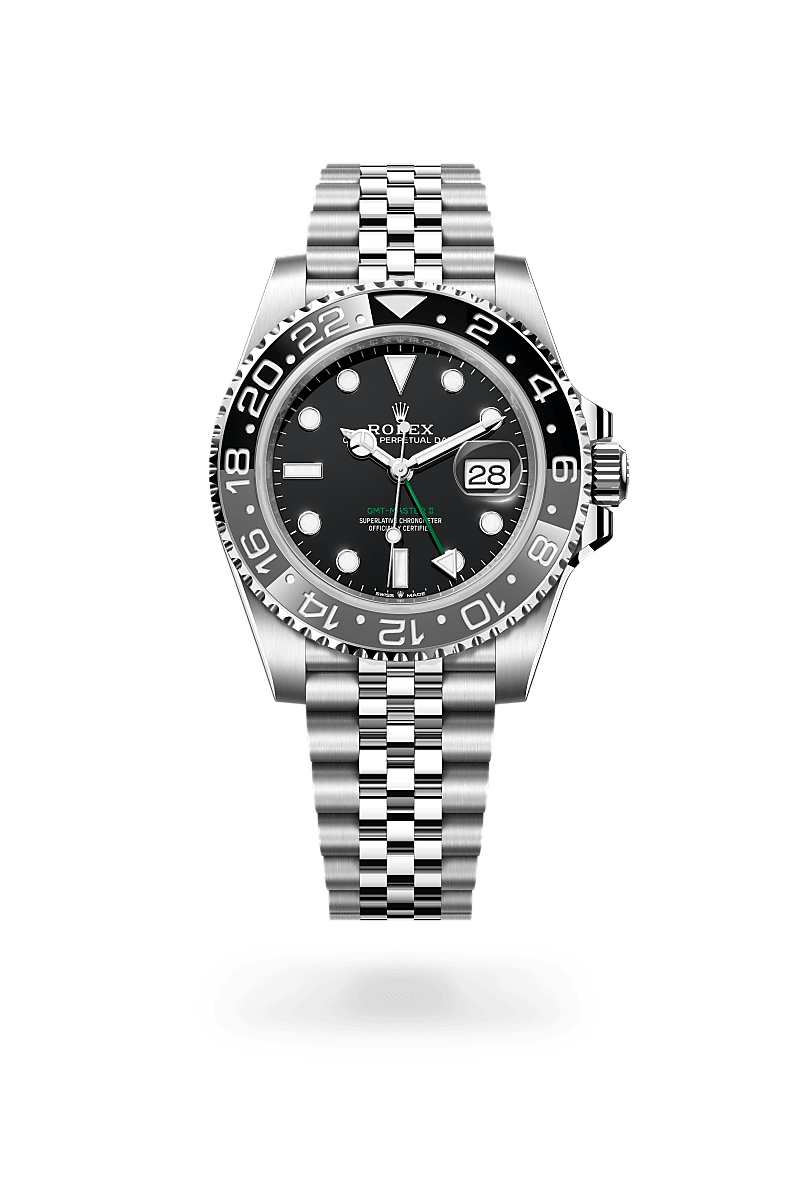 오이스터스틸 소재의 롤렉스 GMT-MASTER II 정면, M126710GRNR-0003 - 현대시계