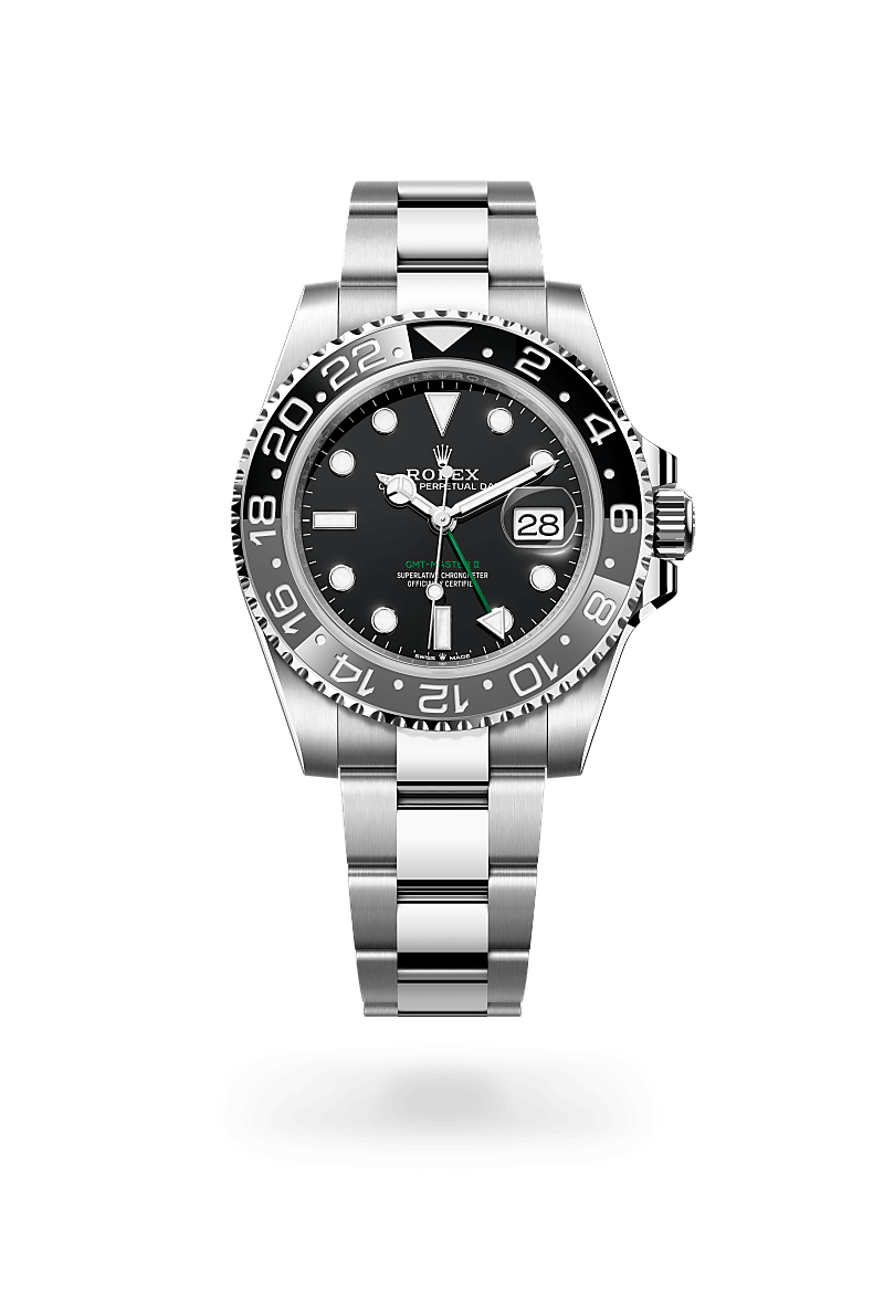 오이스터스틸 소재의 롤렉스 GMT-MASTER II 정면, M126710GRNR-0004 - 현대시계