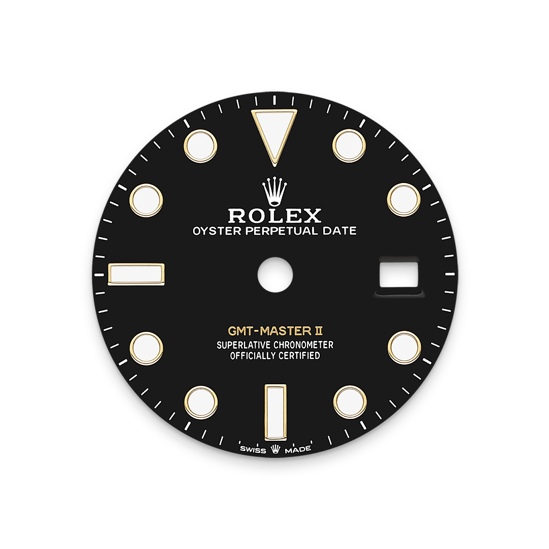 옐로우 롤레조 – 오이스터스틸과 옐로우 골드의 조합 소재의 롤렉스 GMT-Master II 다이얼, M126713GRNR-0001 - 현대시계