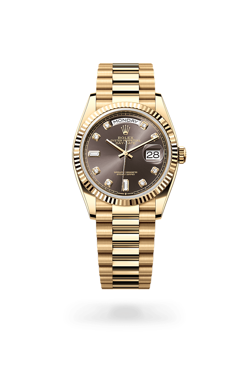 rolex DAY-DATE front view in 18 ct yellow gold, M128238-0022 - Hyundaiwatch