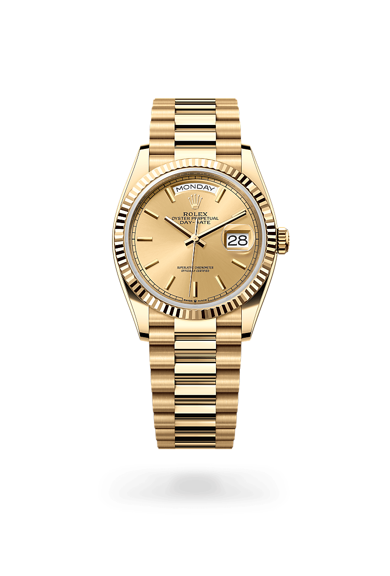 rolex DAY-DATE front view in 18 ct yellow gold, M128238-0045 - Hyundaiwatch