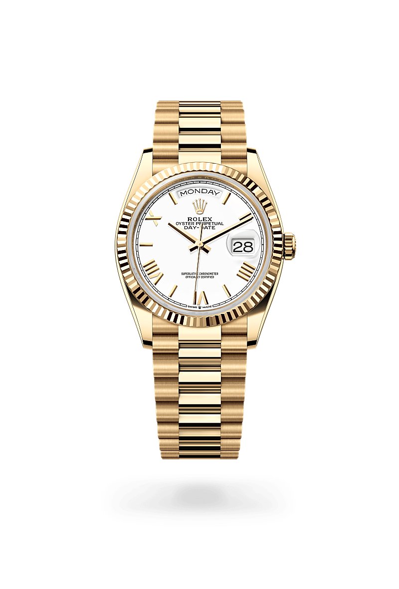 rolex DAY-DATE front view in 18 ct yellow gold, M128238-0113 - Hyundaiwatch