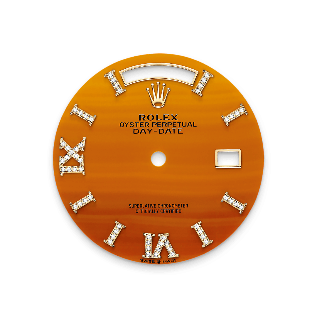 18캐럿 옐로우 골드 소재의 롤렉스 Day-Date 36 다이얼, M128348RBR-0049 - 현대시계