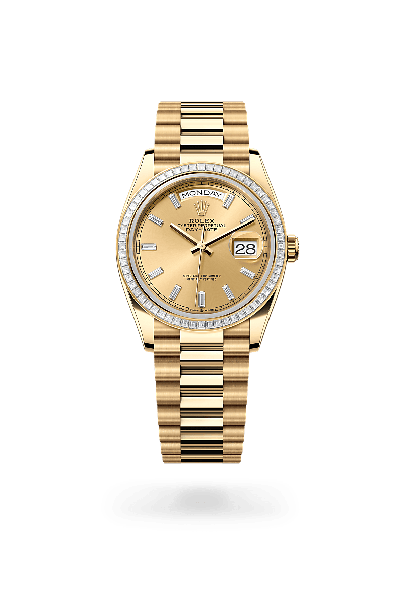 rolex DAY-DATE front view in 18 ct yellow gold, M128398TBR-0037 - Hyundaiwatch