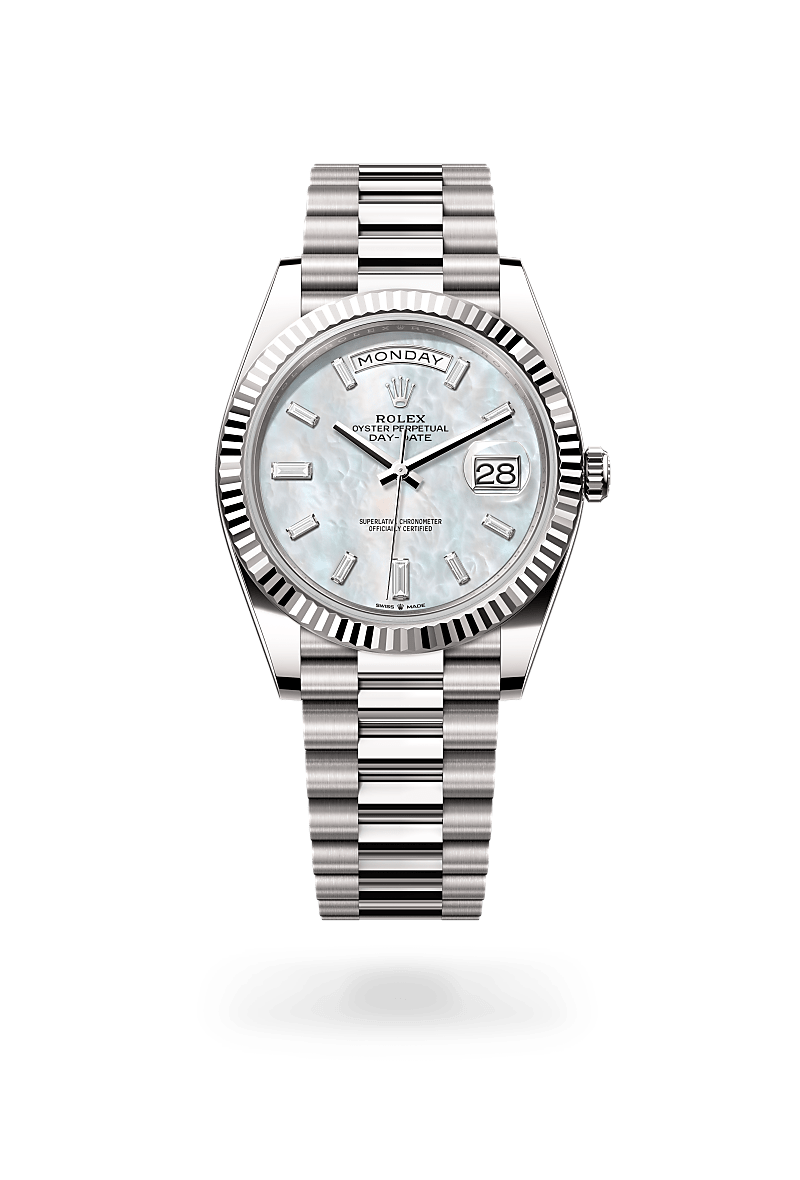 rolex DAY-DATE front view in 18 ct white gold, M228239-0078 - Hyundaiwatch