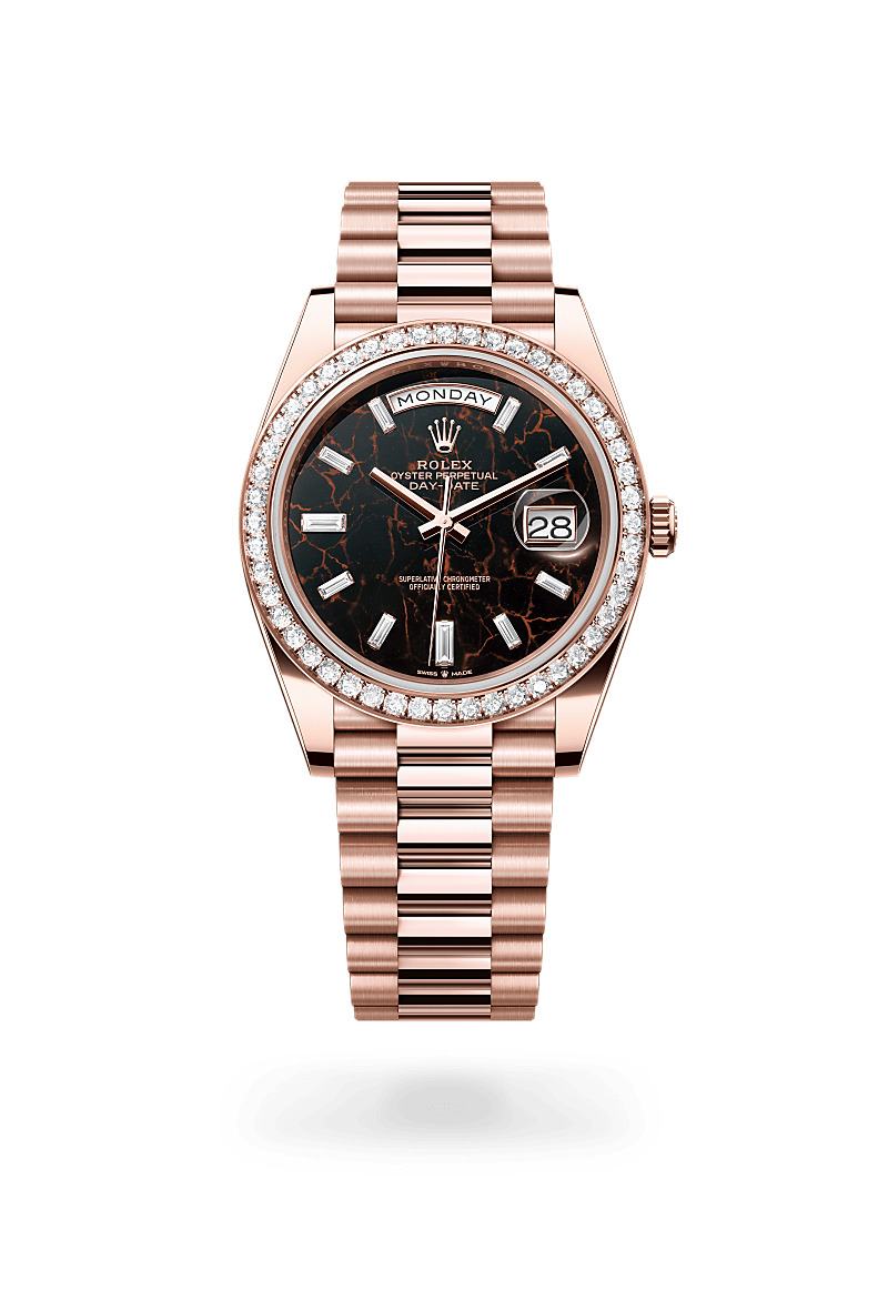 rolex DAY-DATE front view in 18 ct Everose gold, M228345RBR-0016 - Hyundai Watch