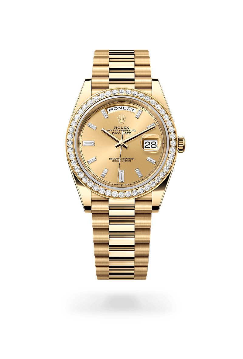 rolex DAY-DATE front view in 18 ct yellow gold, M228348RBR-0002 - Hyundaiwatch