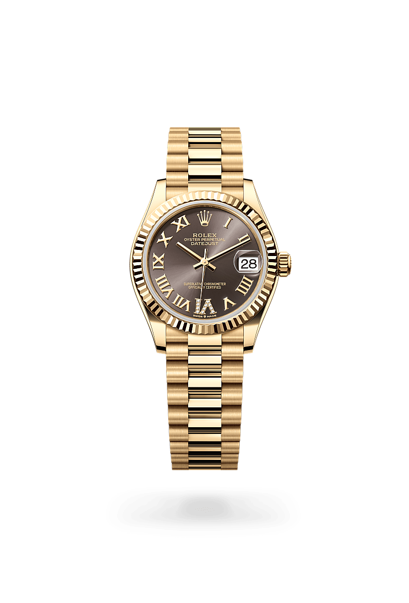 rolex DATEJUST front view in 18 ct yellow gold, M278278-0032 - Hyundaiwatch