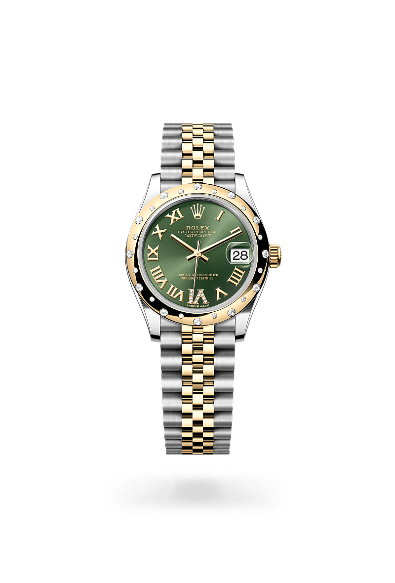 옐로우 롤레조 – 오이스터스틸과 옐로우 골드의 조합 소재의 롤렉스 DATEJUST 정면, M278343RBR-0016 - 현대시계