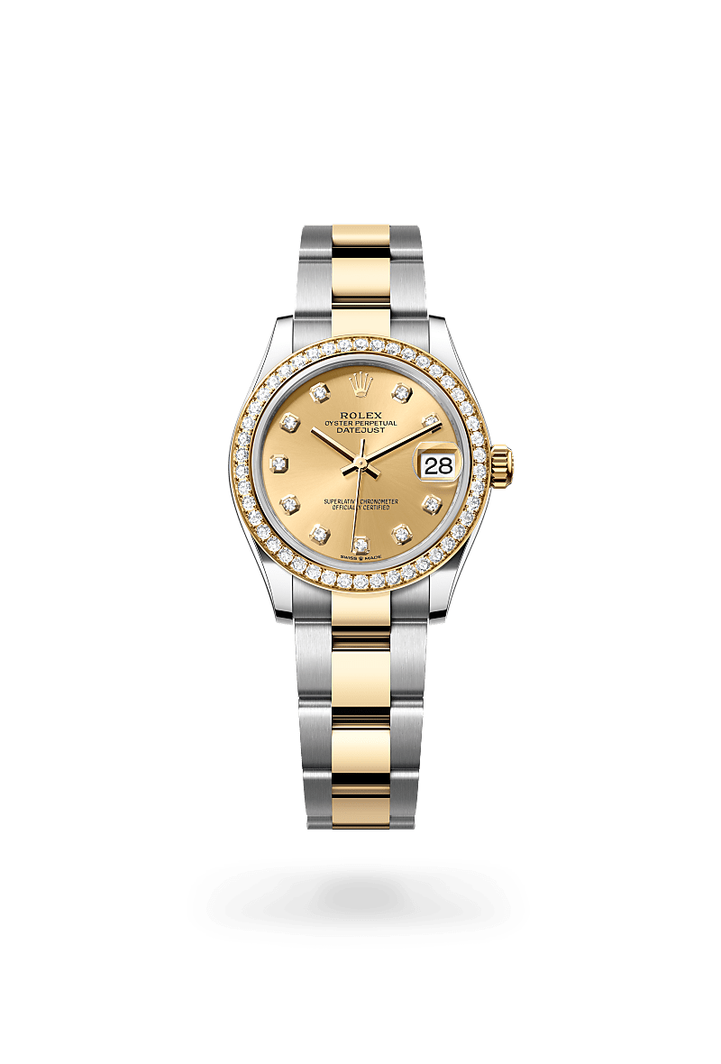 옐로우 롤레조 – 오이스터스틸과 옐로우 골드의 조합 소재의 롤렉스 DATEJUST 정면, M278383RBR-0025 - 현대시계