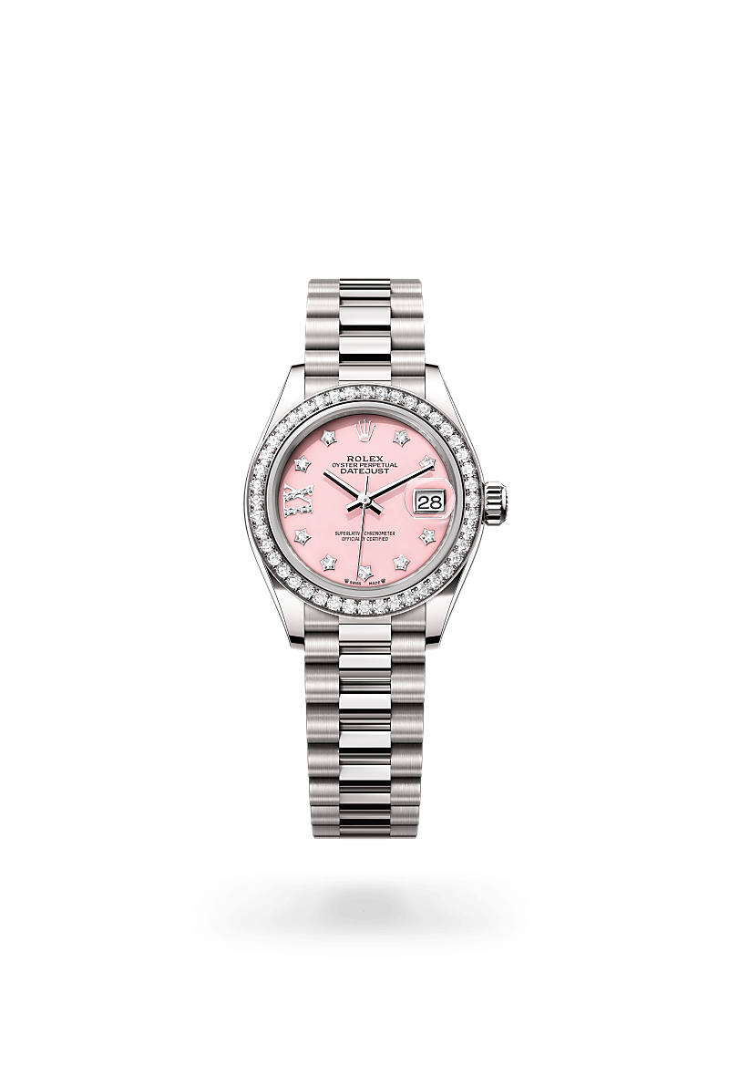 18캐럿 화이트 골드 소재의 롤렉스 LADY-DATEJUST 정면, M279139RBR-0002 - 현대시계