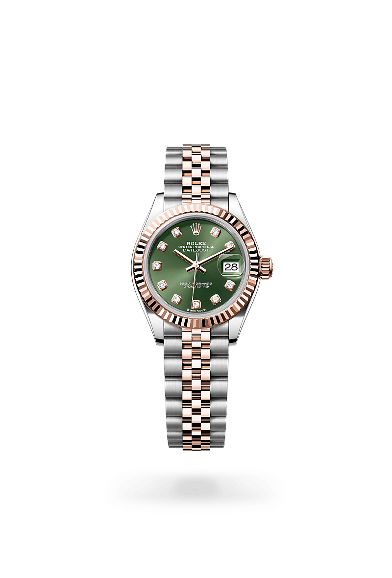 에버로즈 롤레조 - 오이스터스틸과 에버로즈 골드의 조합 소재의 롤렉스 LADY-DATEJUST 정면, M279171-0007 - 현대시계