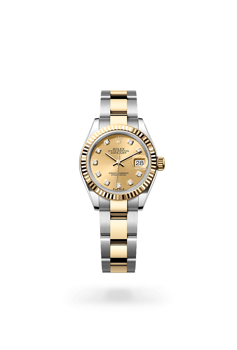 옐로우 롤레조 – 오이스터스틸과 옐로우 골드의 조합 소재의 롤렉스 LADY-DATEJUST 정면, M279173-0012 - 현대시계