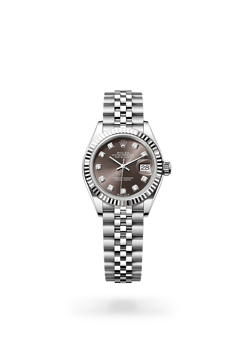 화이트 롤레조 – 오이스터스틸과 화이트 골드의 조합 소재의 롤렉스 LADY-DATEJUST 정면, M279174-0015 - 현대시계