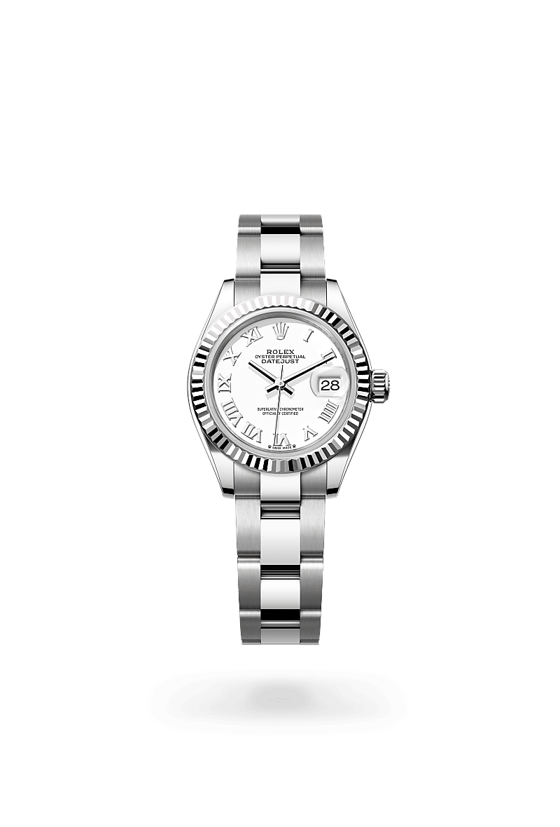 화이트 롤레조 – 오이스터스틸과 화이트 골드의 조합 소재의 롤렉스 LADY-DATEJUST 정면, M279174-0020 - 현대시계