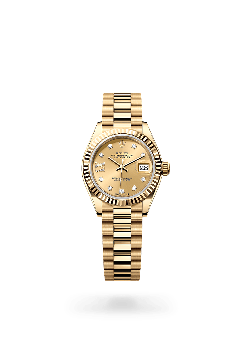 18캐럿 옐로우 골드 소재의 롤렉스 LADY-DATEJUST 정면, M279178-0013 - 현대시계