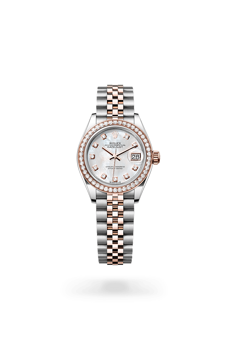 에버로즈 롤레조 - 오이스터스틸과 에버로즈 골드의 조합 소재의 롤렉스 LADY-DATEJUST 정면, M279381RBR-0013 - 현대시계