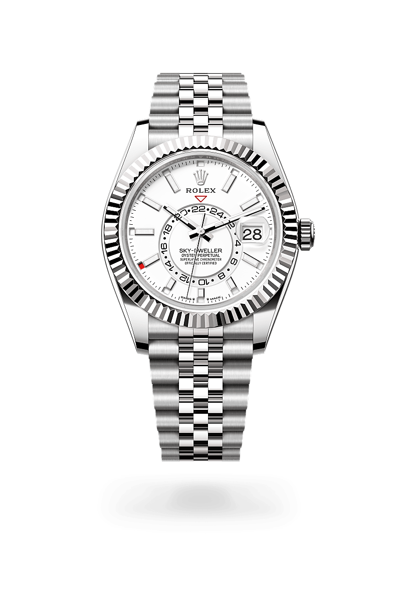 rolex SKY-DWELLER front view in White Rolesor - combination of Oystersteel and white gold, M336934-0004 - Hyundaiwatch