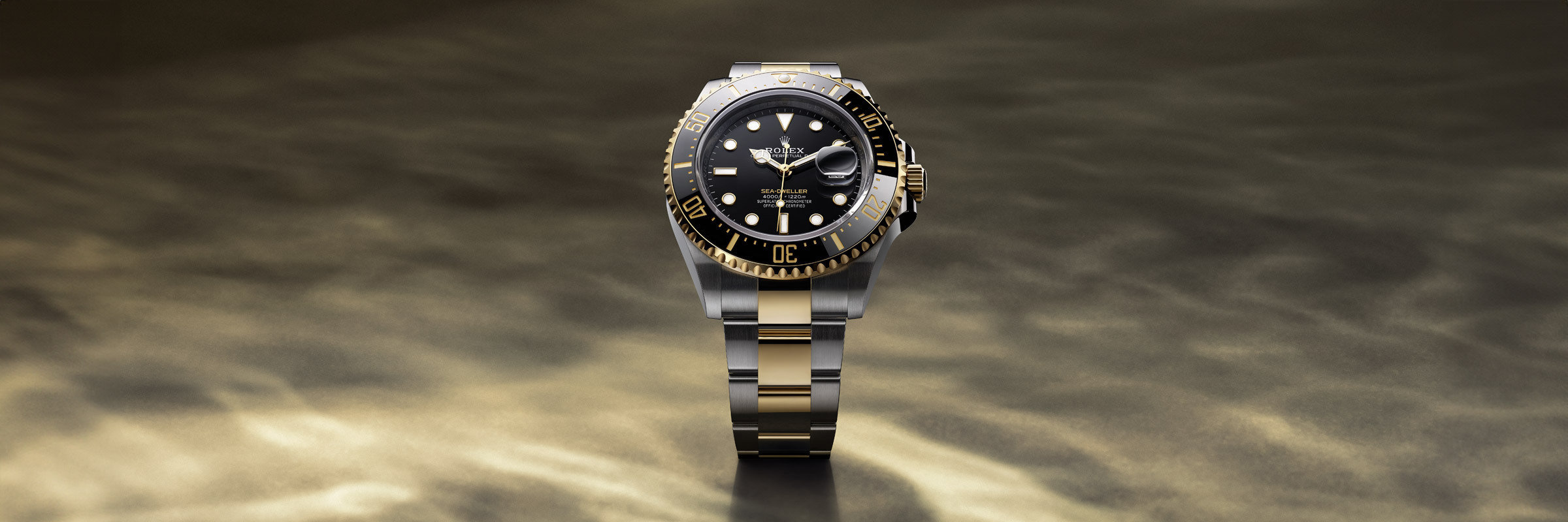 옐로우 롤레조 – 오이스터스틸과 옐로우 골드의 조합 소재의 롤렉스 SEA-DWELLER, M126603-0001 - 현대시계